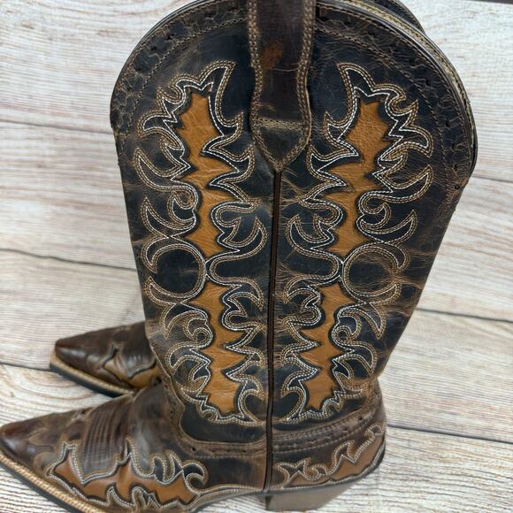 Ariat Dandy Sassy Inlay Brown Leather Womens Western Boots Style